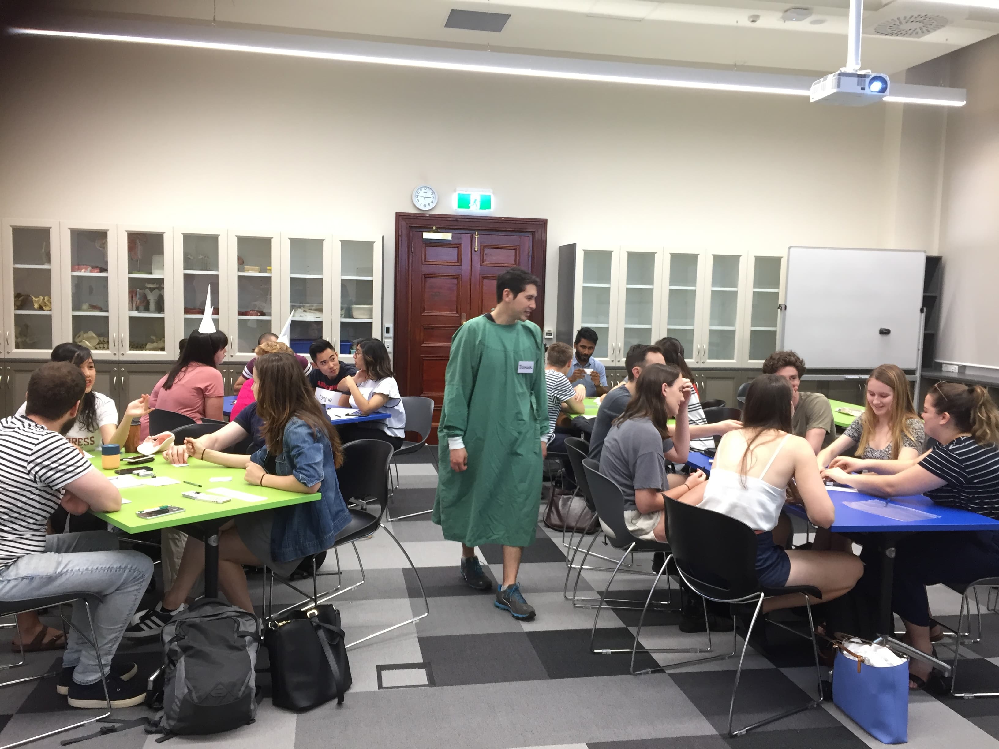 Damien Boorman teaching students during an anatomy practical class
